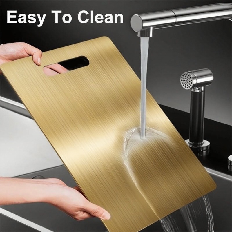 Food Prep Mat - Gold-colored Stainless Steel Cutting Board and