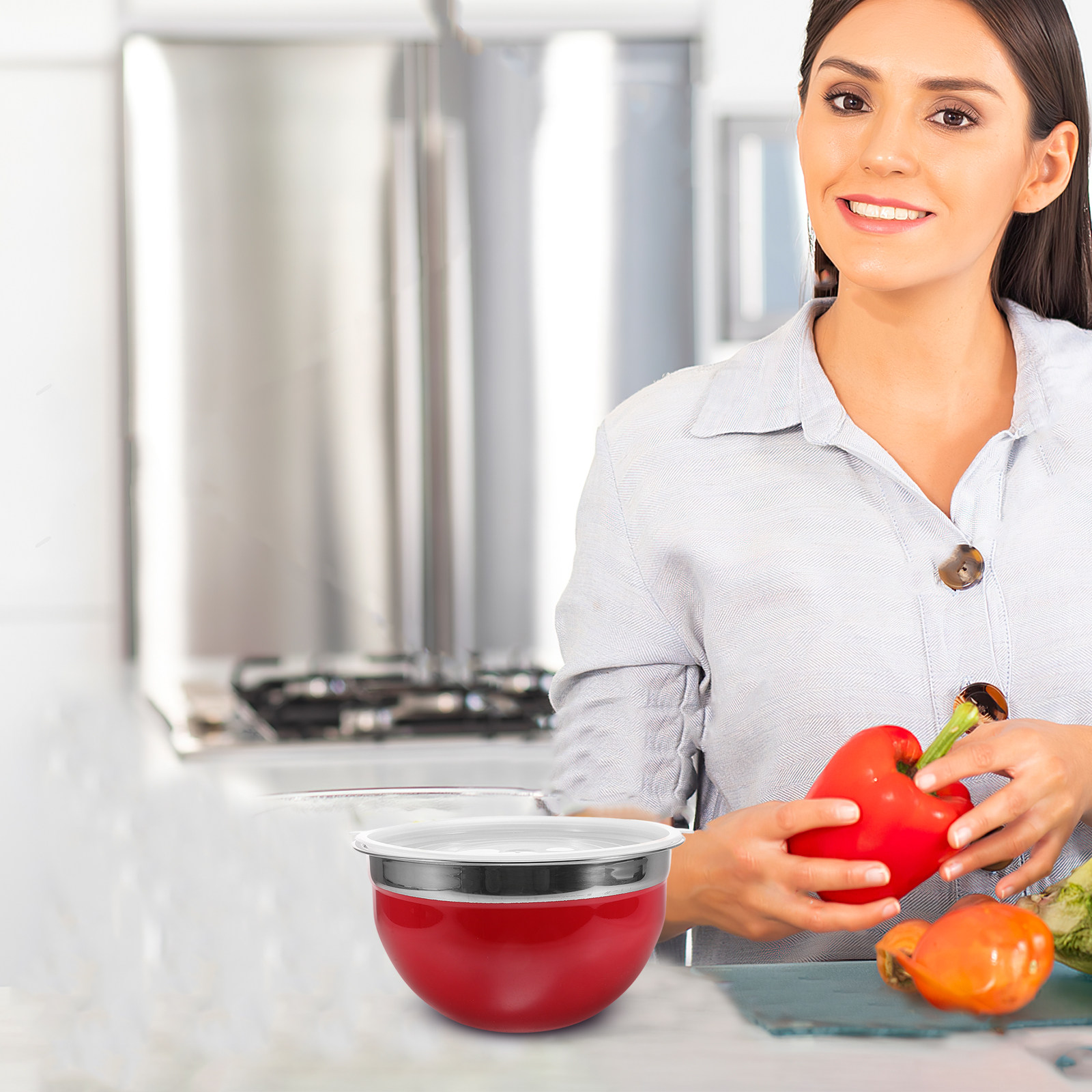 Stainless Steel Salad Bowl wit - Meal Prep Noodles のレビューと価格