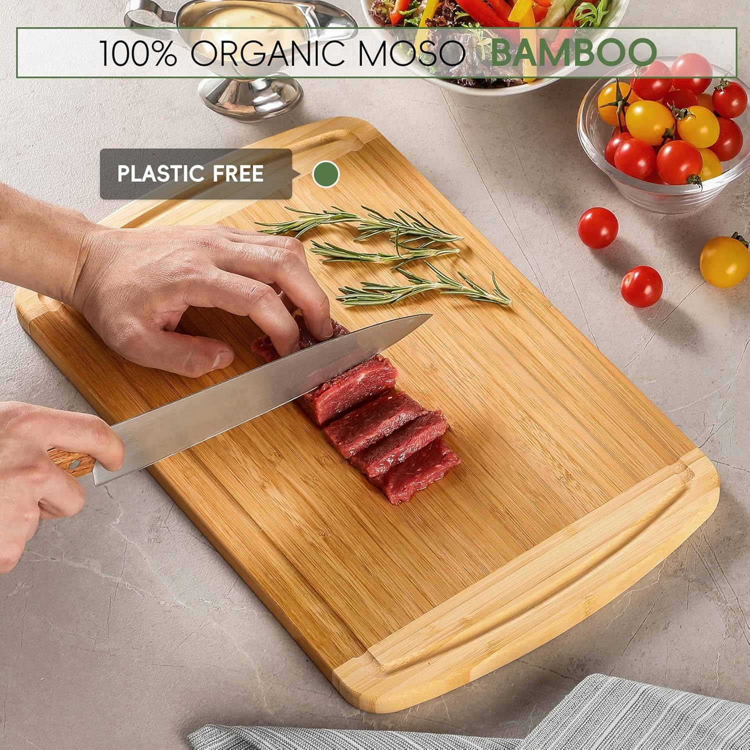 Large Bamboo Cutting Board wit - Meal Prep Juice のレビューと価格