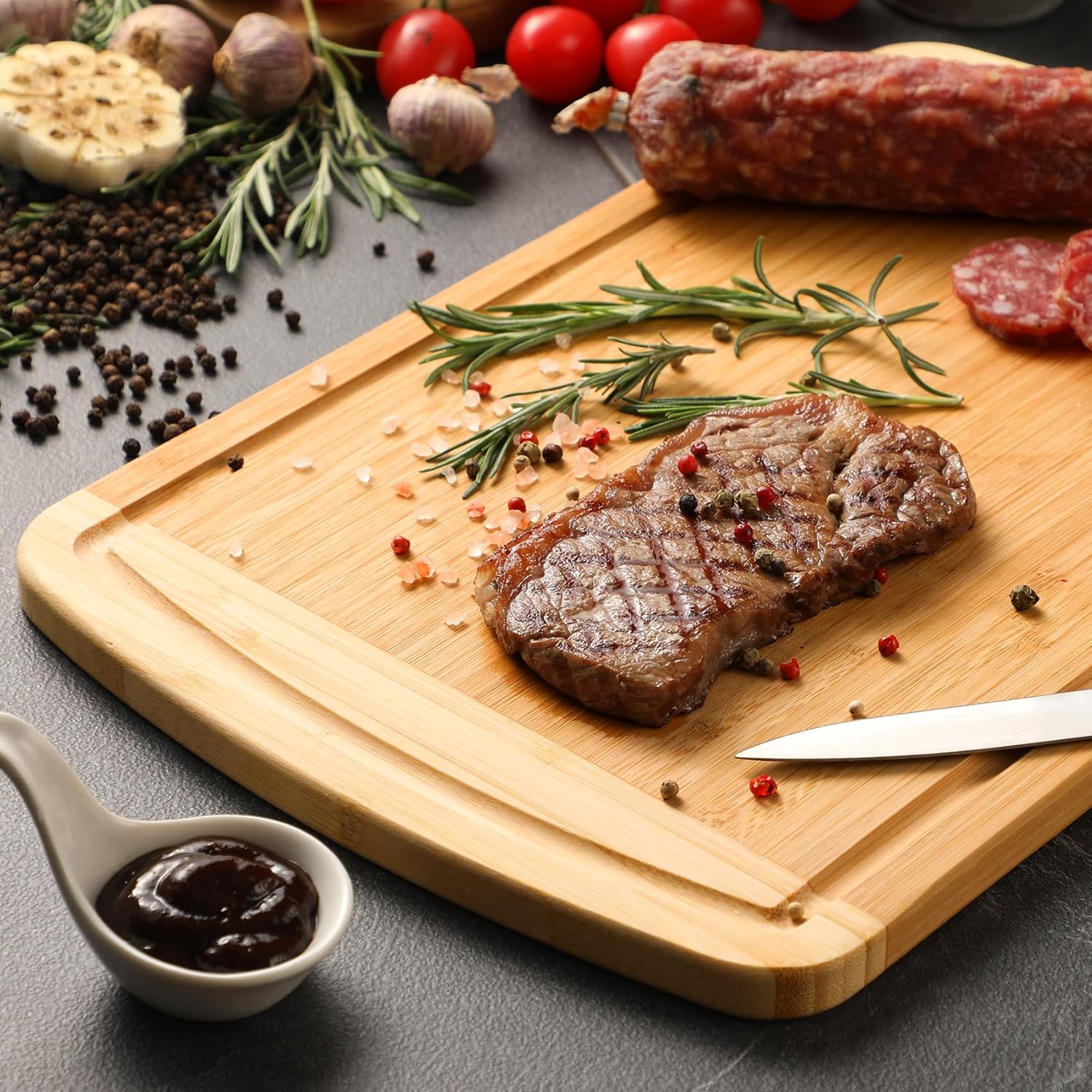 Large Bamboo Cutting Board wit - Meal Prep Juice のレビューと価格
