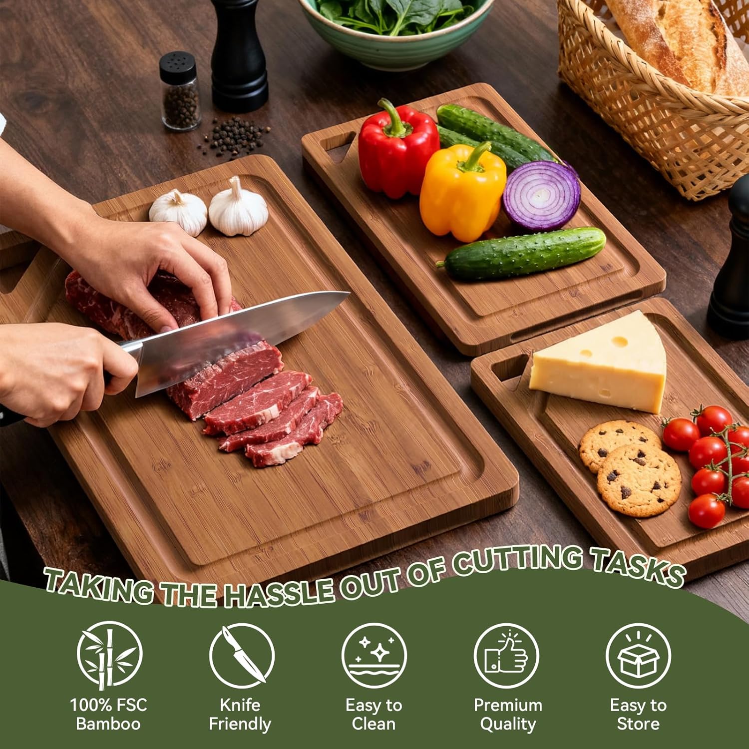 Bamboo Cutting Boards For Kitc - Meal Prep Juice のレビューと価格