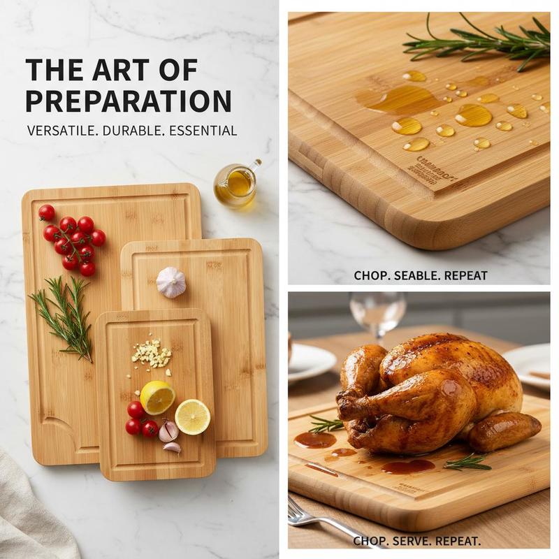 Bamboo Chopping Block Set 3 Pi - Meal Prep Juice のレビューと価格