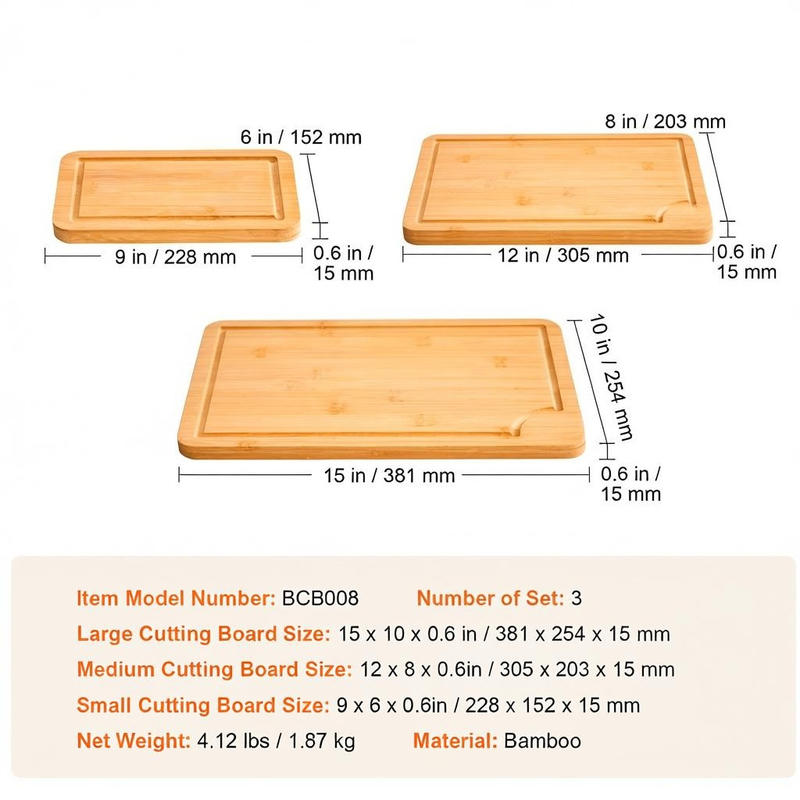 Bamboo Chopping Block Set 3 Pi - Meal Prep Juice のレビューと価格