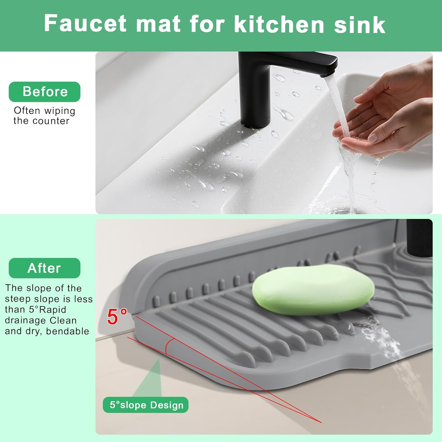 Non-slip silicone kitchen drai - Food Prep Mat のレビューと価格