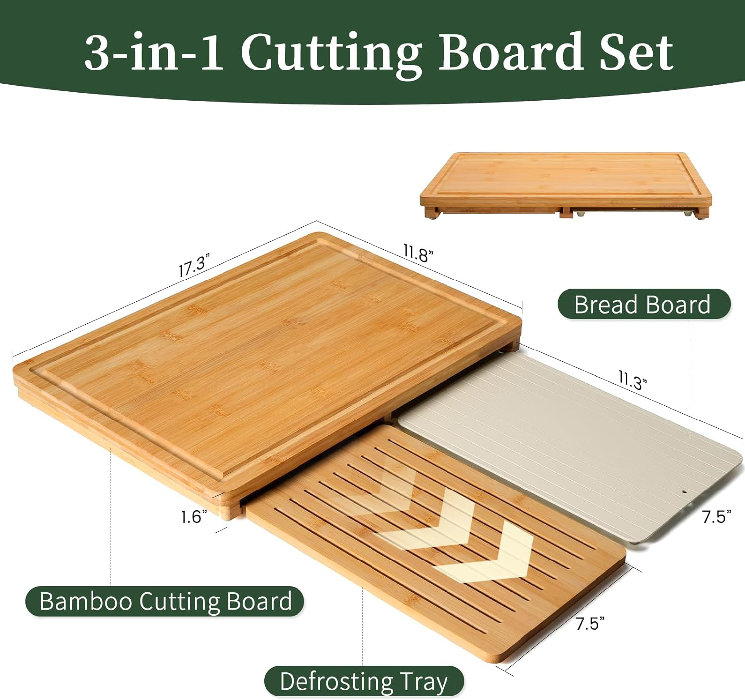 Bamboo Cutting Board Set Defro - Meal Prep Juice のレビューと価格
