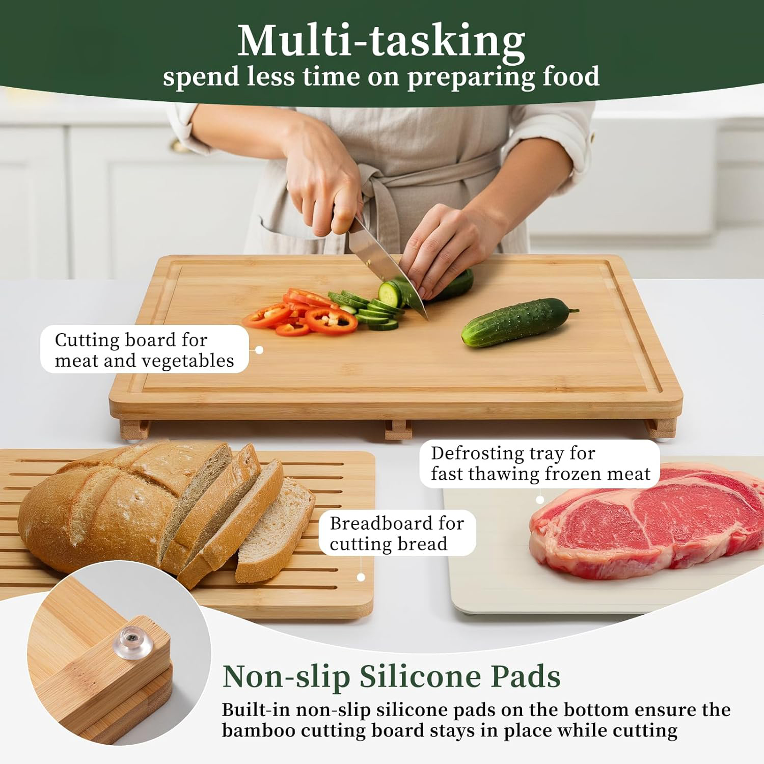 Bamboo Cutting Board Set Defro - Meal Prep Juice のレビューと価格